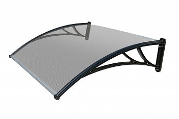 Козырьки Krovent из поликарбоната 1200х930х280 прозрачный (черный кроншт) — Grandline
