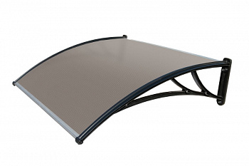 Козырьки Krovent из поликарбоната 1200х930х280 бронзовый (черный кроншт) — Grandline