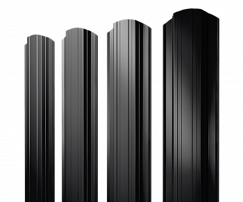 Штакетник Прямоугольный фигурный 0,45 PE-Double RAL 9005 черный — Grandline