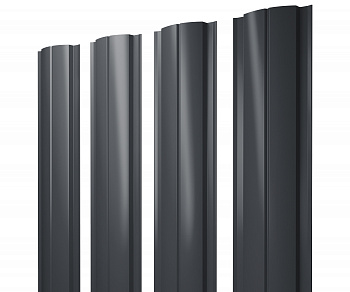 Штакетник Полукруглый Slim с прямым резом 0,4 PE-Matt-Double RAL 7024 мокрый асфальт — Grandline