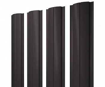 Штакетник Полукруглый Slim с прямым резом 0,5 Satin RAL 8019 серо-коричневый — Grandline
