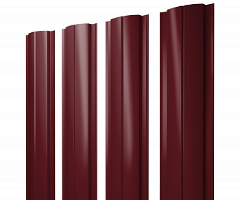 Штакетник Полукруглый Slim с прямым резом 0,45 PE RAL 3005 красное вино — Grandline