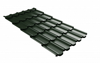 Металлочерепица квинта плюс Grand Line c 3D резом 0,5 GreenCoat Pural BT, matt RR 11 темно-зеленый (RAL 6020 хромовая зелень) — Grandline