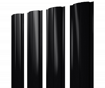 Штакетник Полукруглый Slim с прямым резом 0,5 Velur X RAL 9005 черный — Grandline