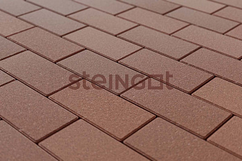 Плитка тротуарная Steingot Моноцвет Прямоугольник (фаска 1,5мм) 200х100х60мм коричневый частичный прокрас — Grandline
