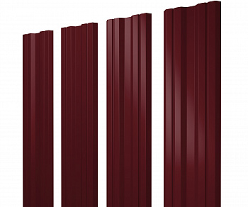 Штакетник Twin с прямым резом 0,45 Drap TX RAL 3005 красное вино — Grandline