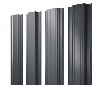 Штакетник Прямоугольный с прямым резом 0,5 Satin RAL 7024 мокрый асфальт — Grandline