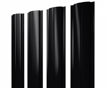 Штакетник Полукруглый Slim с прямым резом 0,45 PE-Double RAL 9005 черный — Grandline