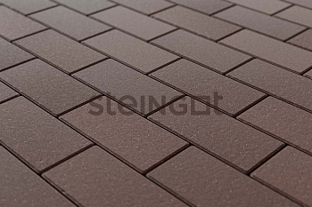 Плитка тротуарная Steingot Моноцвет Прямоугольник (фаска 1,5мм) 200х100х60мм темно-коричневый частичный прокрас — Grandline
