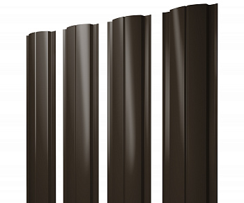 Штакетник Полукруглый Slim с прямым резом 0,5 Satin Matt RR 32 темно-коричневый — Grandline