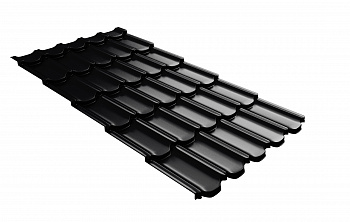 Металлочерепица квинта плюс Grand Line c 3D резом 0,5 PurLite Matt RAL 9005 черный — Grandline